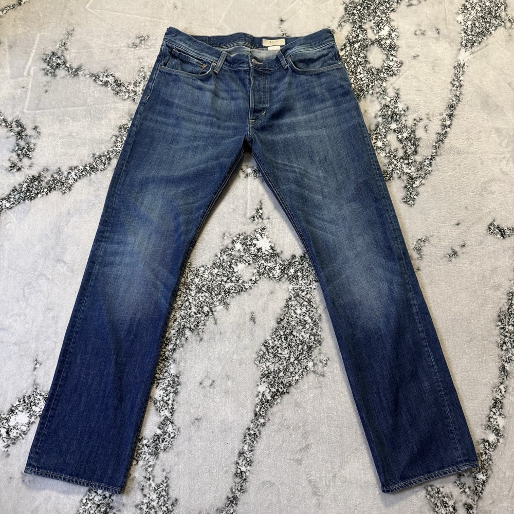 H&M Sliq‎ Jeans Mens Size 36x34 Blue Low Waist Slim Leg Denim Mid Rise Cotton